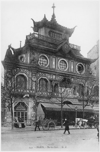 Postkarte mit Cafe-concert Ba-ta-clan, später Bataclan, 50 Boulevard Voltaire, Paris, ca. 1900 von French Photographer